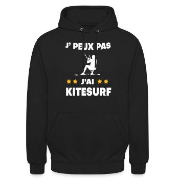 Je peux pas j'ai Kitesurf cadeau kitesurfeur - Sweat-shirt à capuche unisexe - noir - Devant - Alina (178cm) & Michal (187cm)