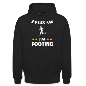 Je peux pas j'ai footing cadeau coureur - Sweat-shirt à capuche unisexe - noir - Devant - Alina (178cm) & Michal (187cm)