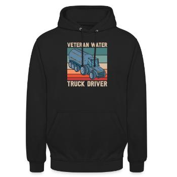 Lkw Fahrer Trucker Lastwagenfahrer Veteran - Unisex Hoodie - Schwarz - Vorne - Alina (178cm) & Michal (187cm)