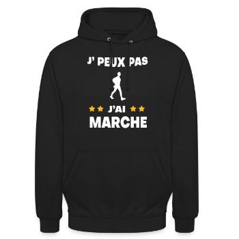 Je peux pas j'ai marche cadeau marcheur - Sweat-shirt à capuche unisexe - noir - Devant - Alina (178cm) & Michal (187cm)