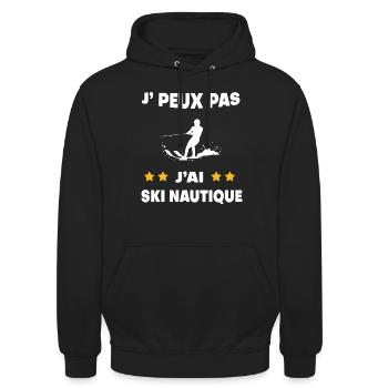 Je peux pas j'ai ski nautique cadeau skieur - Sweat-shirt à capuche unisexe - noir - Devant - Alina (178cm) & Michal (187cm)