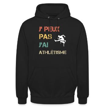 Je peux pas j'ai athlétisme vintage drôle - Sweat-shirt à capuche unisexe - noir - Devant - Alina (178cm) & Michal (187cm)