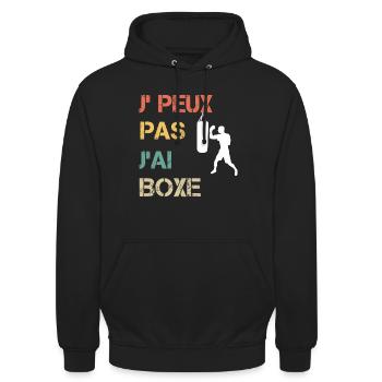 Je peux pas j'ai boxe vintage drôle - Sweat-shirt à capuche unisexe - noir - Devant - Alina (178cm) & Michal (187cm)