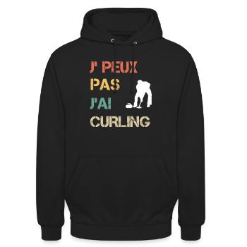 Je peux pas j'ai curling vintage drôle - Sweat-shirt à capuche unisexe - noir - Devant - Alina (178cm) & Michal (187cm)