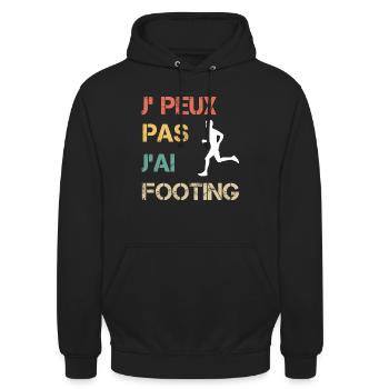 Je peux pas j'ai footing vintage drôle - Sweat-shirt à capuche unisexe - noir - Devant - Alina (178cm) & Michal (187cm)