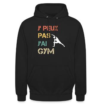 Je peux pas j'ai gym vintage drôle - Sweat-shirt à capuche unisexe - noir - Devant - Alina (178cm) & Michal (187cm)