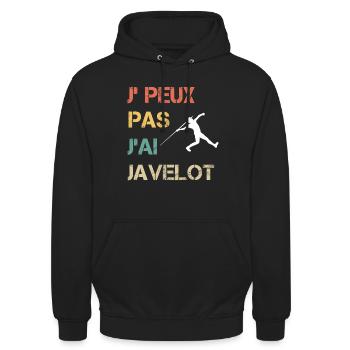 Je peux pas j'ai javelot vintage drôle - Sweat-shirt à capuche unisexe - noir - Devant - Alina (178cm) & Michal (187cm)