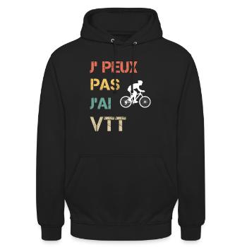 Je peux pas j'ai VTT vintage drôle - Sweat-shirt à capuche unisexe - noir - Devant - Alina (178cm) & Michal (187cm)