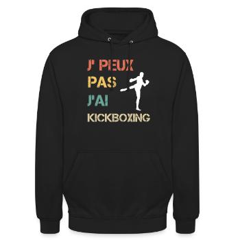 Je peux pas j'ai kickboxing vintage drôle - Sweat-shirt à capuche unisexe - noir - Devant - Alina (178cm) & Michal (187cm)
