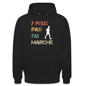 Je peux pas j'ai marche vintage drôle - Sweat-shirt à capuche unisexe - noir - Devant - Alina (178cm) & Michal (187cm)