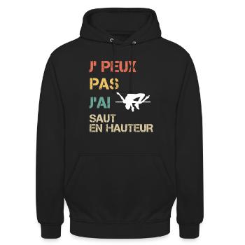 Je peux pas j'ai saut en hauteur vintage drôle - Sweat-shirt à capuche unisexe - noir - Devant - Alina (178cm) & Michal (187cm)