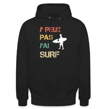 Je peux pas j'ai surf vintage drôle - Sweat-shirt à capuche unisexe - noir - Devant - Alina (178cm) & Michal (187cm)
