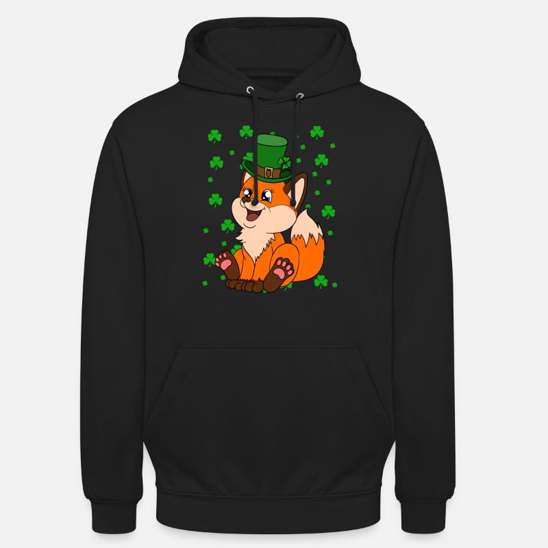 Mignon trèfle renard Saint-Patrick - Sweat-shirt à capuche unisexe - noir