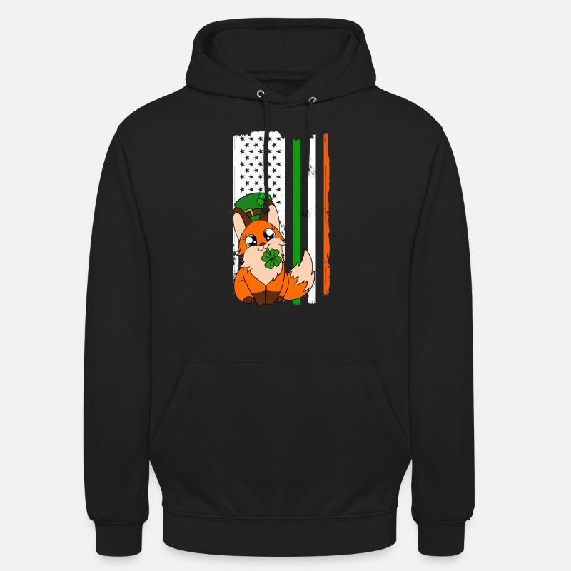 Mignon trèfle renard Saint-Patrick - Sweat-shirt à capuche unisexe - noir