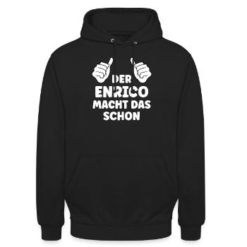 Enrico Lustiger Spruch Vorname Name Enrico - Unisex Hoodie - Schwarz - Vorne - Alina (178cm) & Michal (187cm)