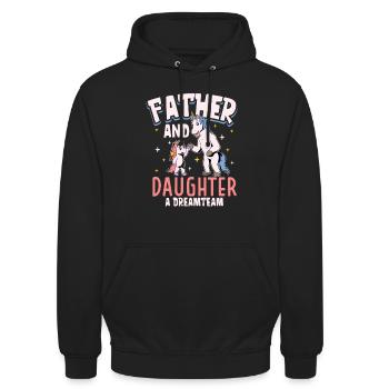 Das Dreamteam - Vater und Tochter - Unisex Hoodie - Schwarz - Vorne - Alina (178cm) & Michal (187cm)