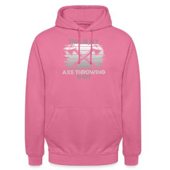 Axe Throwing - Unisex Hoodie - pink - Front - Alina (178cm) & Michal (187cm)