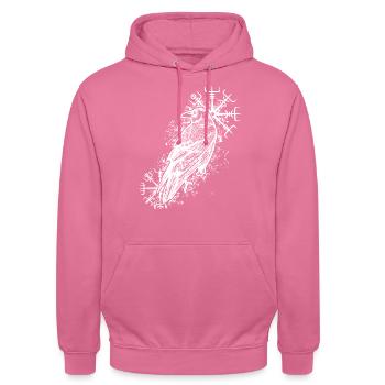 Raben Valhalla Wikinger Vegvisir - Unisex Hoodie - Pink - Vorne - Alina (178cm) & Michal (187cm)