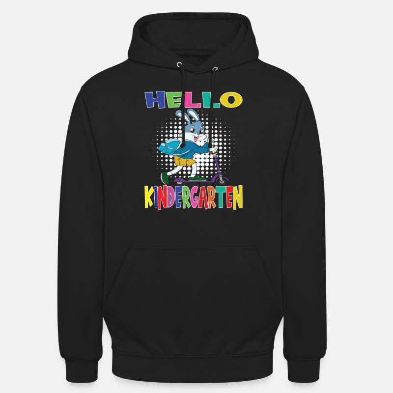 Hello Kindergarten Rabbit With Scooter - Unisex Hoodie - black