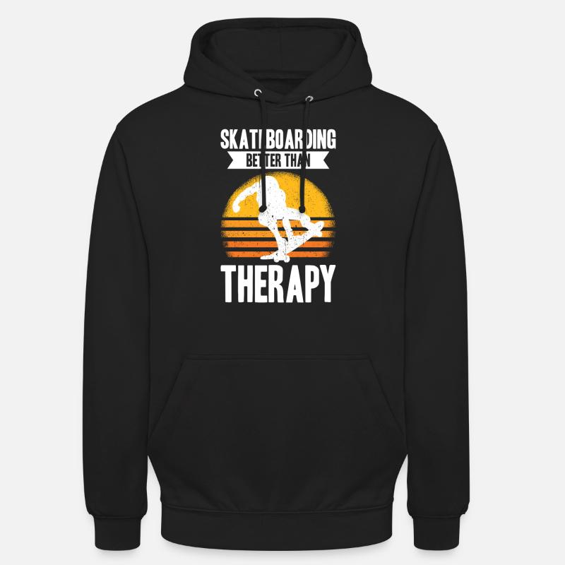 Skateboarding Better Than Therapy - Unisex Hoodie - black