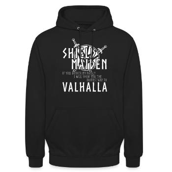 Wikinger Schildmaid - Unisex Hoodie - Schwarz - Vorne - Alina (178cm) & Michal (187cm)