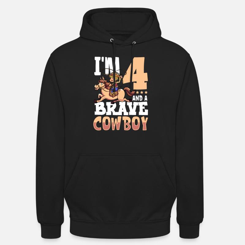 Ich bin 4 - Jungen Cowboy - Unisex Hoodie - Schwarz