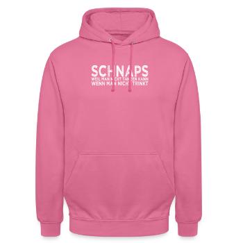 Schnaps Tanzen Spruch - Unisex Hoodie - Pink - Vorne - Alina (178cm) & Michal (187cm)
