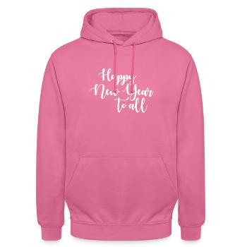 Ein Frohes Neues Jahr Für Alle - Unisex Hoodie - Pink - Vorne - Alina (178cm) & Michal (187cm)