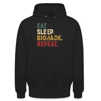 Eat Sleep Biohacking Repeat - Unisex Hoodie - black - Front - Alina (178cm) & Michal (187cm)