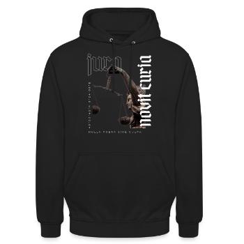 Jura Design - jura novit curia - Sweat-shirt à capuche unisexe - noir - Devant - Alina (178cm) & Michal (187cm)