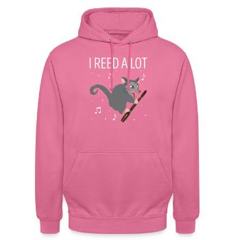 Holzblasinstrument und Fagott Blasinstrument - Unisex Hoodie - Pink - Vorne - Alina (178cm) & Michal (187cm)