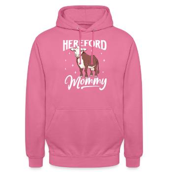Hereford Mommy - Boeuf Hereford - Sweat-shirt à capuche unisexe - rose - Devant - Alina (178cm) & Michal (187cm)