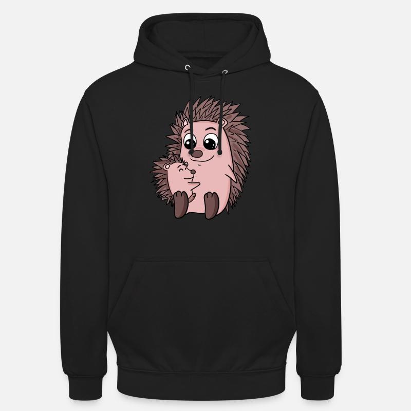 Famille Hedgehog - Hérisson avec bébé - Sweat-shirt à capuche unisexe - noir