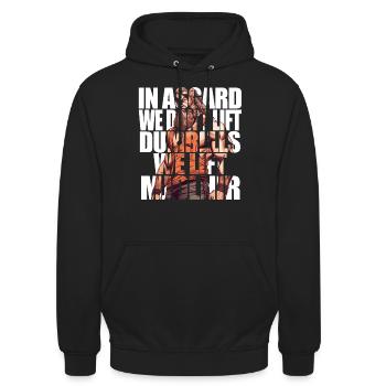 In Asgard we lift Mjolnir - Unisex Hoodie - black - Front - Alina (178cm) & Michal (187cm)