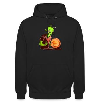 Alien als Glasbläser - Glasblasen Glasbläser - Unisex Hoodie - Schwarz - Vorne - Alina (178cm) & Michal (187cm)