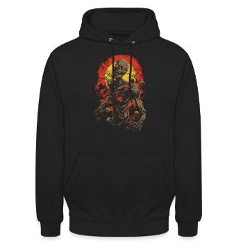 Gänsehaut-Garantie: Zombie untote Halloween-Horde - Unisex Hoodie - Schwarz - Vorne - Alina (178cm) & Michal (187cm)