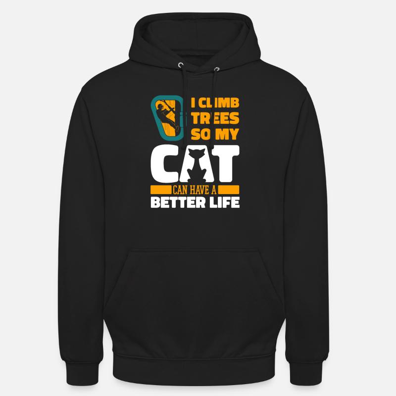Baumpfleger Baumkletterer Arborist Katze - Unisex Hoodie - Schwarz