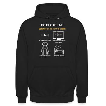 chasse hutte temps libre humour - Sweat-shirt à capuche unisexe - noir - Devant - Alina (178cm) & Michal (187cm)