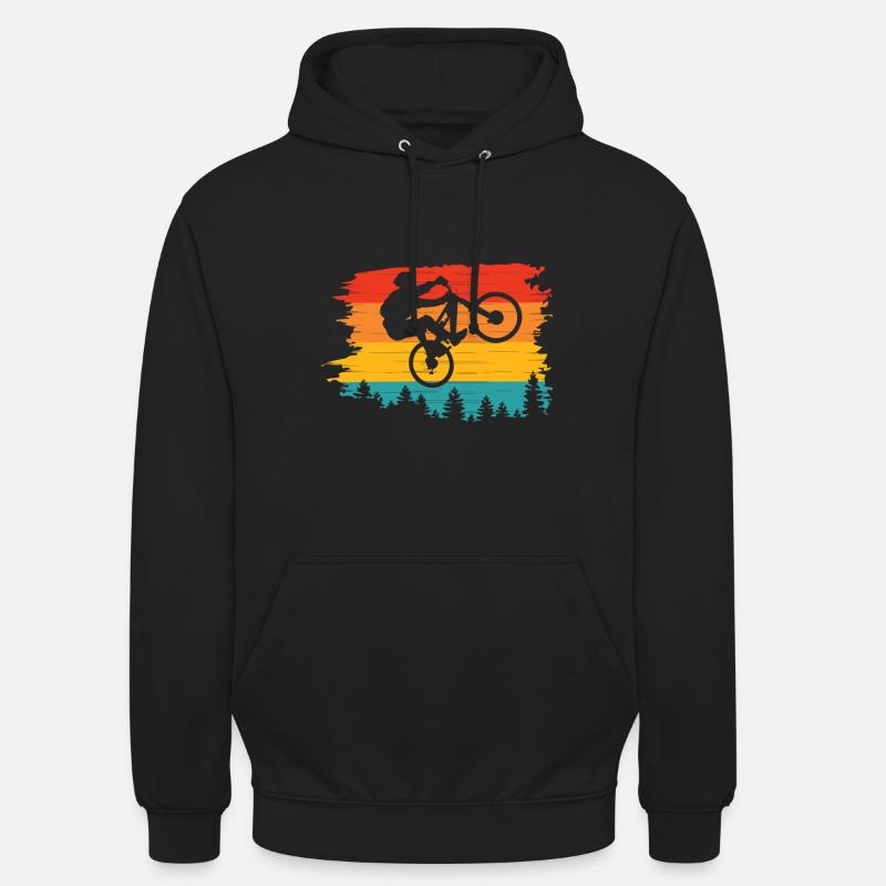 VTT VTT Rétro Sunset Biking - Sweat-shirt à capuche unisexe - noir
