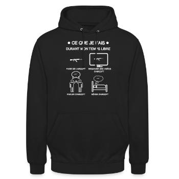 Airsoft-Freizeitgeschenk-Player - Unisex Hoodie - Schwarz - Vorne - Alina (178cm) & Michal (187cm)