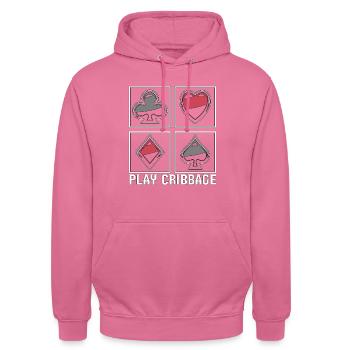 Play Cribbage Playing Cards Loves Crib Board Game - Unisex Hoodie - pink - Front - Alina (178cm) & Michal (187cm)