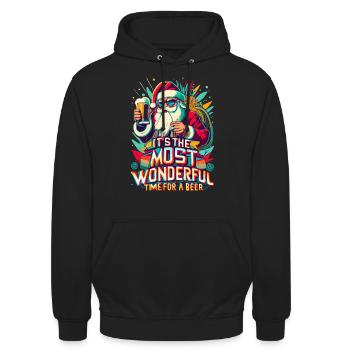 Weihnachtsmann- Bierliebhaber Geschenkidee - Unisex Hoodie - Schwarz - Vorne - Alina (178cm) & Michal (187cm)