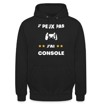 je peux pas j'ai console cadeau gamer - Sweat-shirt à capuche unisexe - noir - Devant - Alina (178cm) & Michal (187cm)