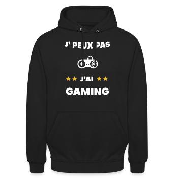 je peux pas j'ai gaming cadeau gameur - Sweat-shirt à capuche unisexe - noir - Devant - Alina (178cm) & Michal (187cm)