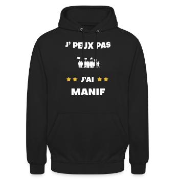 je peux pas j'ai manif cadeau manifestant - Sweat-shirt à capuche unisexe - noir - Devant - Alina (178cm) & Michal (187cm)