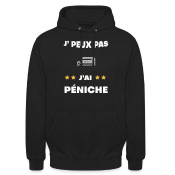 je peux pas j'ai péniche cadeau batelier - Sweat-shirt à capuche unisexe - noir - Devant - Alina (178cm) & Michal (187cm)