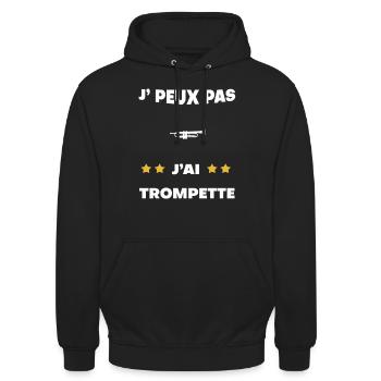 je peux pas j'ai trompette cadeau trompetiste - Sweat-shirt à capuche unisexe - noir - Devant - Alina (178cm) & Michal (187cm)