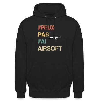 je peux pas j'ai airsoft vintage drôle - Sweat-shirt à capuche unisexe - noir - Devant - Alina (178cm) & Michal (187cm)