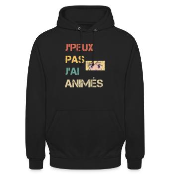 je peux pas j'ai animés cadeau mangaka - Sweat-shirt à capuche unisexe - noir - Devant - Alina (178cm) & Michal (187cm)