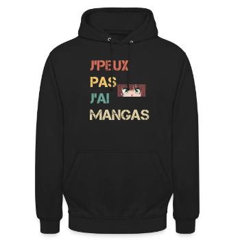 je peux pas j'ai mangas cadeau mangaka - Sweat-shirt à capuche unisexe - noir - Devant - Alina (178cm) & Michal (187cm)